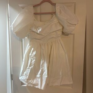 DO+BE White Puff Sleeve Mini Dress